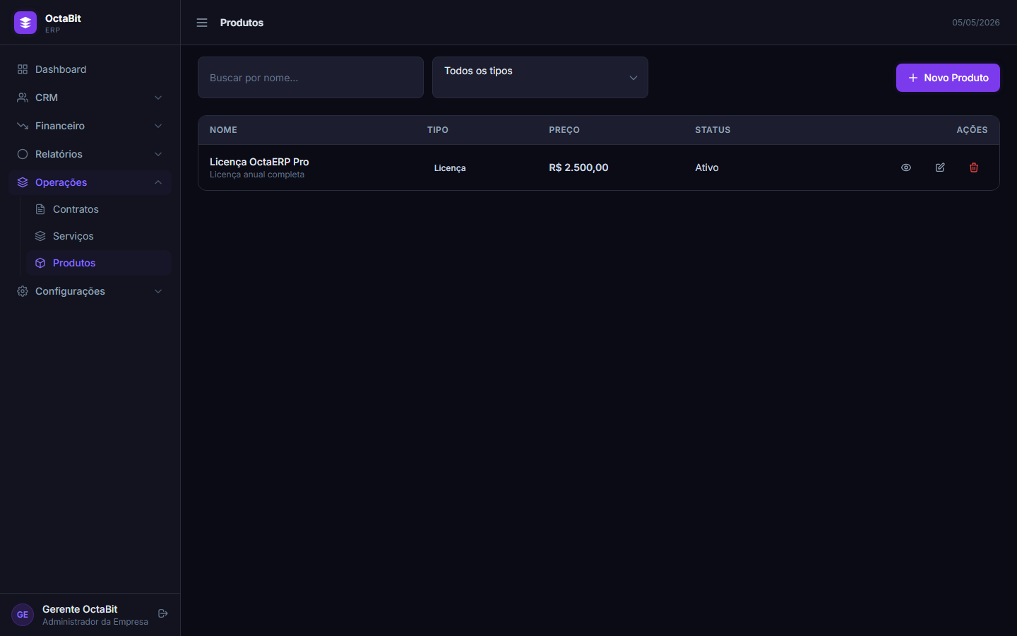 Interface do Catálogo de Produtos